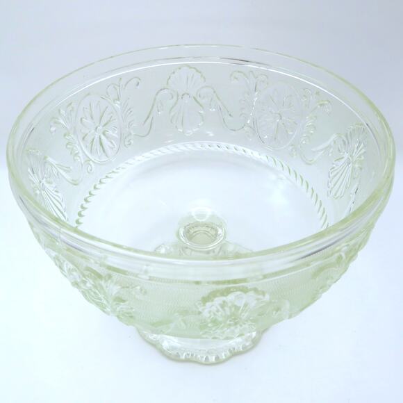 Vintage Pressed Glass Pedestal Bowl Floral Scroll Pattern EAPG Style Candy Dish - Picture 3 of 14